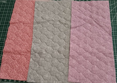 3 Pieces of Quilted Fabric Nylon Backed Pink Lavender Green .25 yd each x 25″