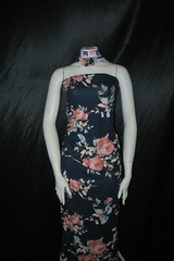 Rayon Stretch Jersey Knit Fabric Beautiful floral on Navy by the yard 9 oz