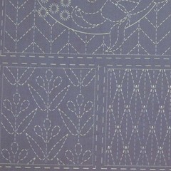 Patchwork Quilting Sewing Fabric Sashiko Botanical Navy Panel 50x110cm