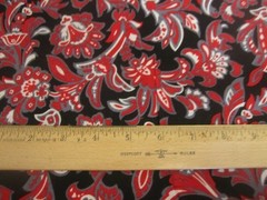 Challis Rayon Apparel Fabric Red Grey White on Black 1yd 14″ x 54