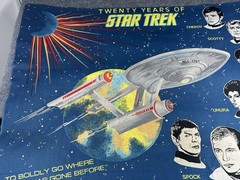 VTG 20 Years of Star Trek Fabric Curtains USS Enterprise Cotton Blue Set of 2