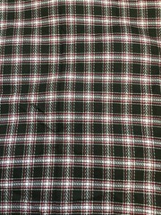 Vintage 1960’s Plaid Cotton OD Green, Red & White 3 yrds Long x 45″ Wide