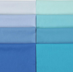 8Pcs 18X22 Inch 100% Cotton Fabric Solids Blue Color Fat Quarters Quilting