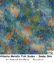 Atlantia Metallic Fish Scales Snake Skin cotton quilt fabric Kaufman BTY Silver