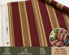 Outdoor Upholstery Fabric Burgundy Tan Olive Stripe 56″ x 135″ 3.75 Yards AMETEX