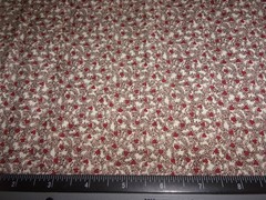 REMNANT OF FABRIC WITH WINE DESIGNS & TINY DARK RED HEARTS – 14 IN. L X 30″ W