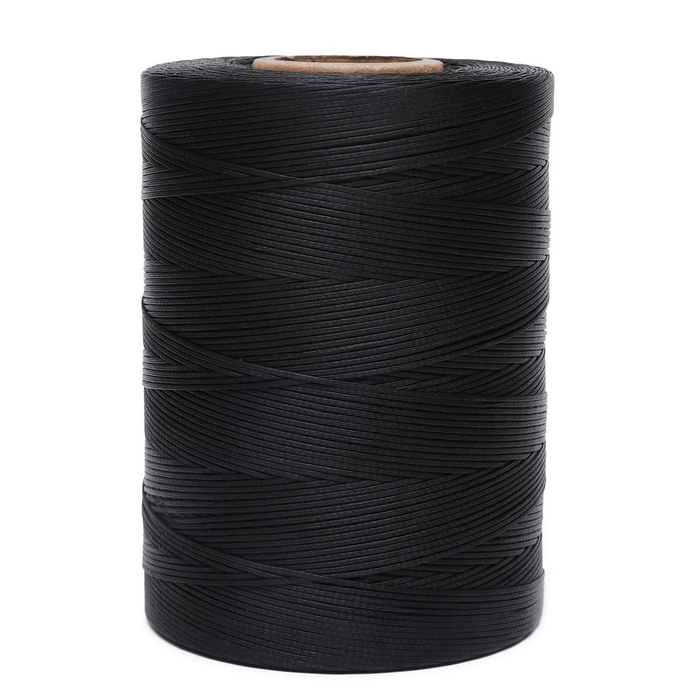 EXKALAFUL Waxed Thread,852Yds 150D 0.8mm Flat 3.74×2.7×2.7 inch, Black