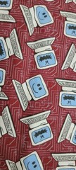 Y2K VTG Jaftex Corp Desktop Computer Monitor Fabric Red Novelty 3.5yds Cotton
