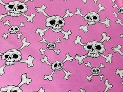 Alexander Henry Fabric hula skull Pink Cotton Half Yard Skull And Bones