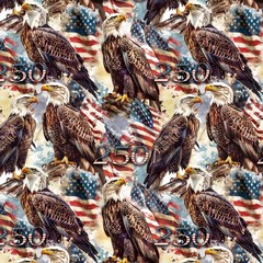 Brave Like An Eagle Fabric Panel 36x 44 America 250 Years