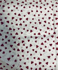 Novelty Springs Industries “DEAR HEARTS” # 8497 Red Hearts & Dots on White BTFQ