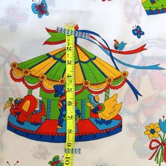 1977 Pattern Rights White Primary Colors Carousel CottonPoly Fabric 2.5yd x 44″