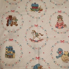 2.9 Yd VTG Cranston VIP Victorian Pull Toys Dolls Patch Pastels Florals & Dots