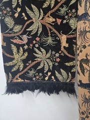 Vintage Jungle Print Velvet Tapestry Fabric Monkeys Leopard Remnants