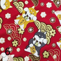 100*150cm DIY Japanese Kimono Cotton Fabric Retro Cloth Fortune Cat Dog Material