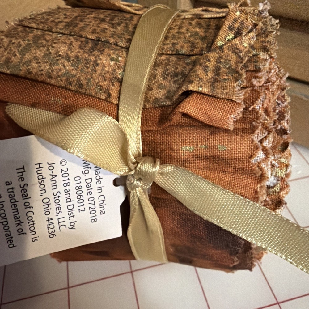 Jelly Roll 2.5 X 42” Brown Rust Metallic Gold Cotton Fabric Roll