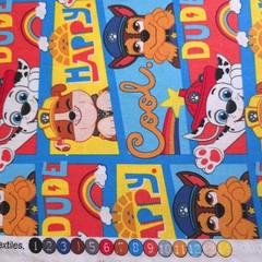 Paw Patrol Chase Marshall Rubble Blue Character Fabric 44″ By The Yard
