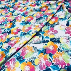 Spandex Fabric Colored Hawaiian printed 4-way Stretch by the Yard for Swimwear