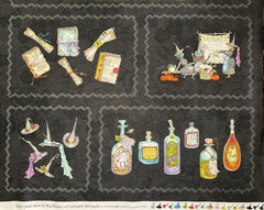 2.75 yds Salem Quilt Show HALLOWEEN fabric Meg Hawkey Witch Panel potions kit