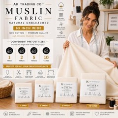 AK TRADING CO. Muslin Fabric/Textile Unbleached – Draping Fabric – Natural 10