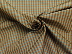 COVINGTON MURAL OTTAMAN STRIPE CHECK ORANGE BLUE TAFFETA FABRIC BY THE YARD 56″W