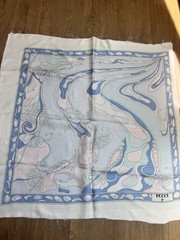 Italian Deadstock 100% Silk Twill Fabric Panel 24”x24” Emilio Pucci Logo