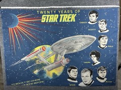 VTG 20 Years of Star Trek Fabric Curtains USS Enterprise Cotton Blue Set of 2