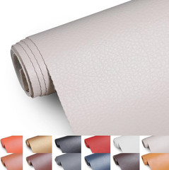 Faux Leather 0.7Mm Upholstery Fabric by the Yard 55X36 Inch Beige | PU Waterproo