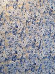 1.8 Yards New Cotton or Blend Fabric Blue Floral on a Tan Background