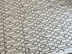 Designer Fabric Remnant Beige With Printed Rectangle Chain Detail 60”x54”