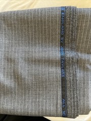 NEW ENGLAND MADE John Taylor 3.1M 3.4YD 100 Wool Suiting Fabric Med Grey Stripes