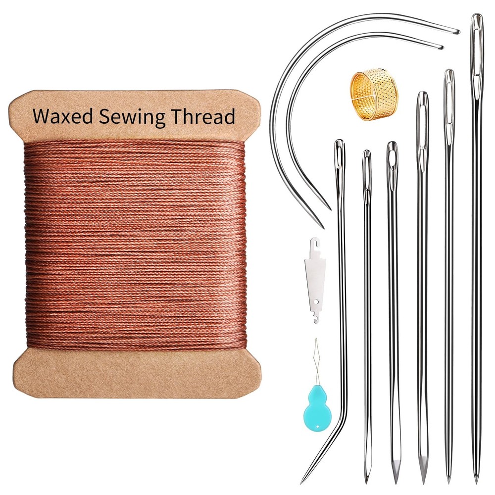 KAQRHFT Repair Sewing Kit, Upholstery Needle and Thread Kit with 32 Brown