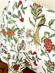 Thibaut Copa Cabana Floral & Birds Cotton Sateen White Fabric Rare Retired BTY