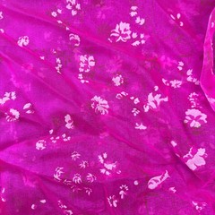 BRIGHT PINK flocked floral organza fabric yardage