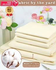 FIVEIZERO 100% Cotton Muslin Fabric by The 1 yard pre cut, Natural Unbleached