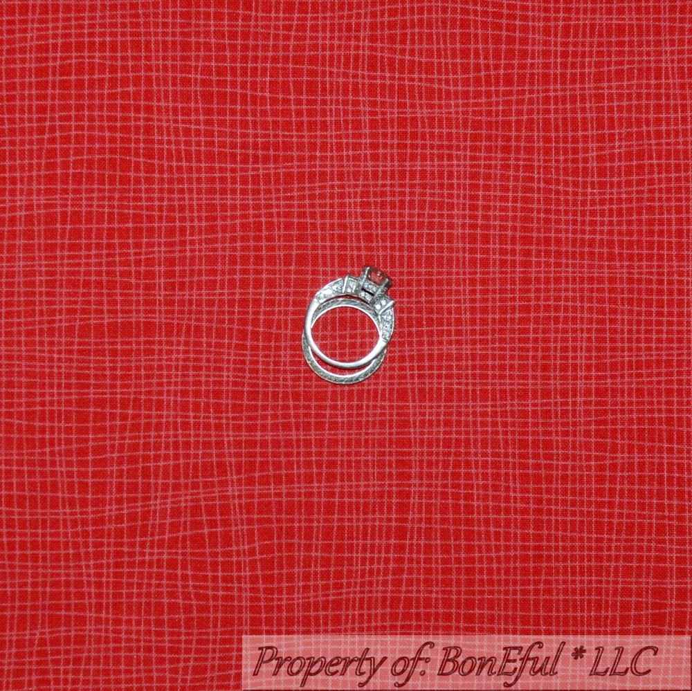 BonEful Fabric FQ Cotton Quilt Red Gingham Calico Small Gingham Check Stripe USA