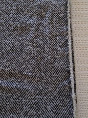 wool blend fabric 5+ yards LARGE HERRINGBONE TWEED black white 60 wide material