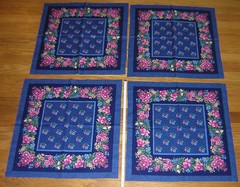 *** Flower *** Set of 4 Precut Unfinished COTTON Fabric Panels – 17″ by 17″