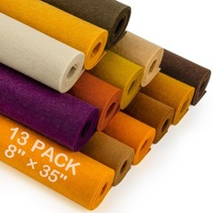 13 PCS Autumn Colorful Assorted 8×35 Inch 1.2mm Thick Stiff Felt Fabric