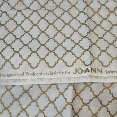 JoAnn Buttercream White Gold Lattice Cotton Quilting Fabric 33″ X 44″