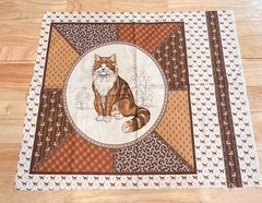 Vintage Calico Cat Pillow Panel Fabric 18 Inch Piece 21 3/4 X 17 1/2”