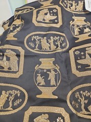 Egyptian Black Gold Print For Dress Designer Fabric clothing dressmaking ’02