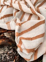 Herringbone Striped Neutral Organic Cotton Double Face Fabric By 2 Meters.