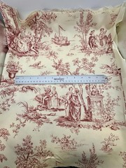 COUNTRY TOILE BURGUNDY/MAROON CREAM FABRIC 58 X20” Home Signature