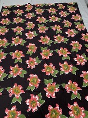 Vintage Fabric 3/4 Yard Black Hawaiian Pink Green Tropical MMFAB