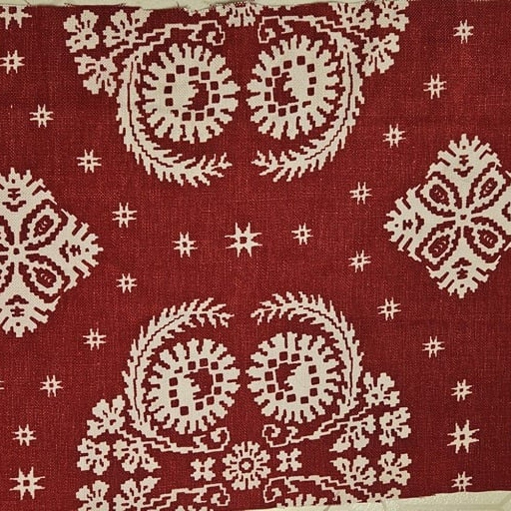Red White Thin Bedspread Coverlet Piece Farmhouse Decor 19 x 26