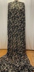 100% Silk Chiffon Birds Print Gold Lurex Black Fabric 1 Yard Long and 54″ Wide