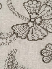 G P & J Baker Fabric Sample Linen Brown Embroidered Floral 18″ X 18″