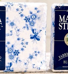 Vintage Martha Stewart Blue Bows Floral Fabric 2 Panels 55×108 NOS Cotton Blend