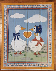 Vintage RARE 1980’s country geese fabric panel crib quilt wall hanging